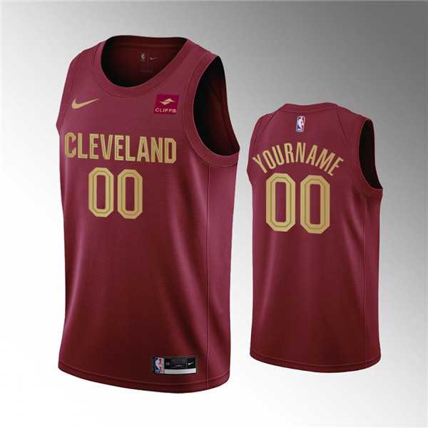 Men%27s Cleveland Cavaliers Active Player Custom Wine Icon Edition Stitched Basketball Jersey->customized nba jersey->Custom Jersey
